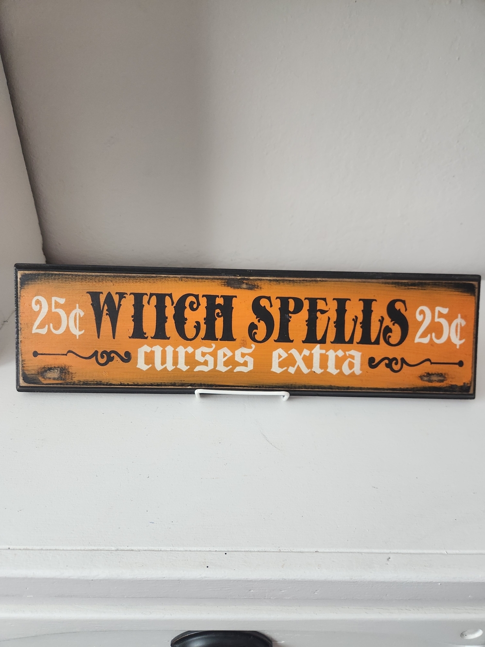 Halloween 'Witch Spells' Wall Sign - Orange 18 X 4 1/2 Rustic Wooden